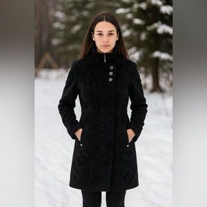 ATHLETA Minka Plush Fleece High Collar Neck Zip Longline Jacket Coat